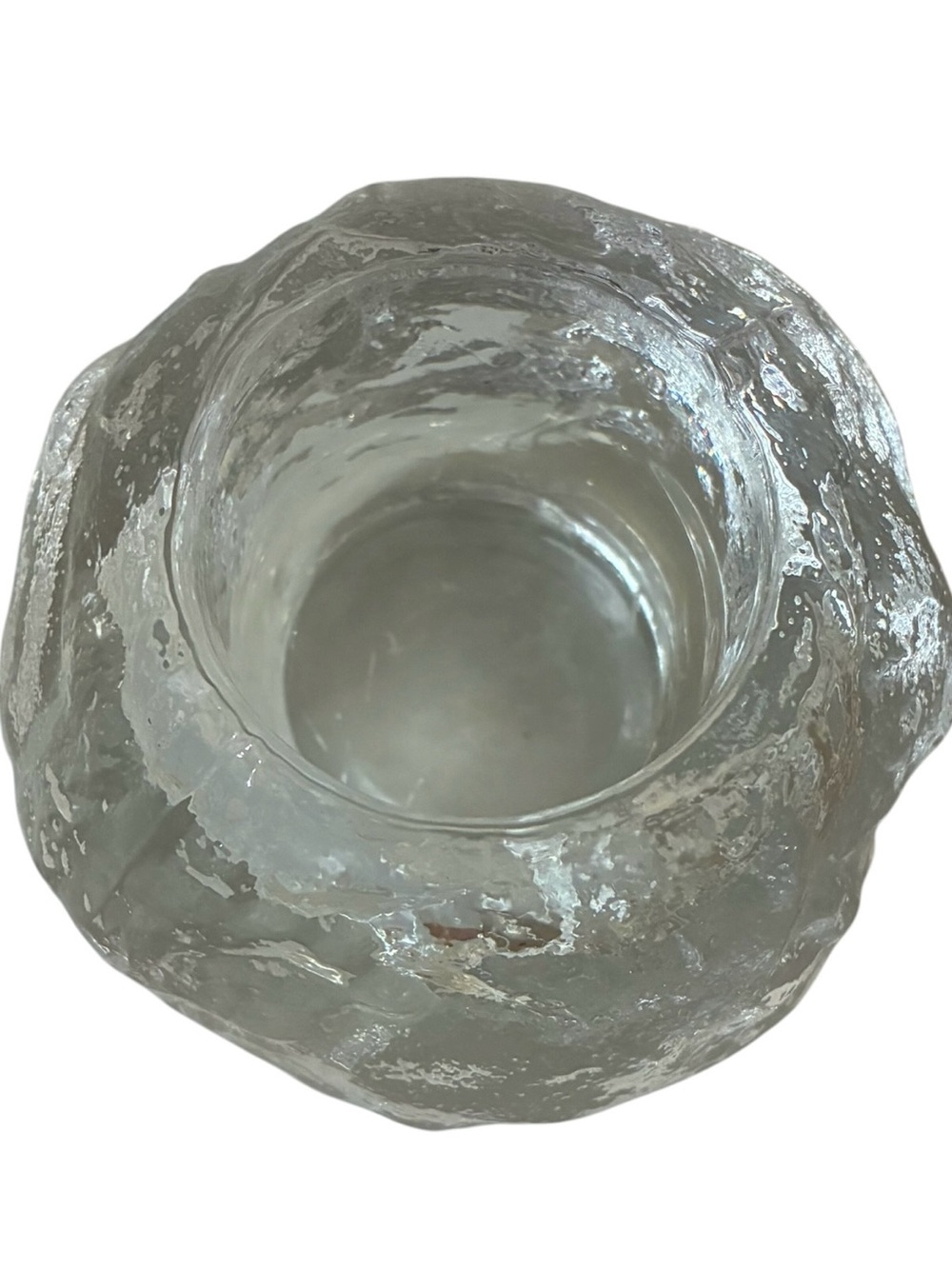 Vintage Kosta Boda "Snowball" Glass Votive Candle Holder Ann Warff Sweden Ice